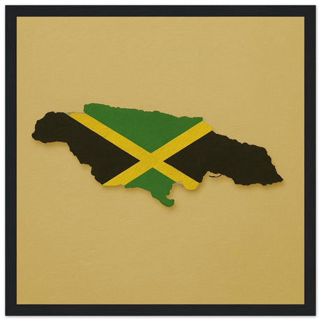 Cadre drapeau jamaïque encadré en bois - pixelforma