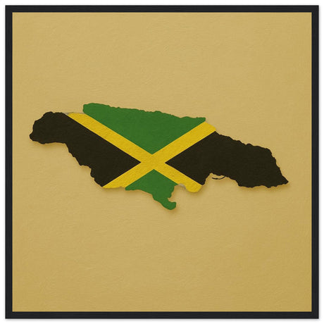 Cadre drapeau jamaïque encadré en bois - pixelforma