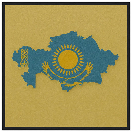 Cadre drapeau kazakhstan bois affiche encadrée décorative