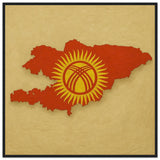 Cadre drapeau kirghizistan en bois finition décorative