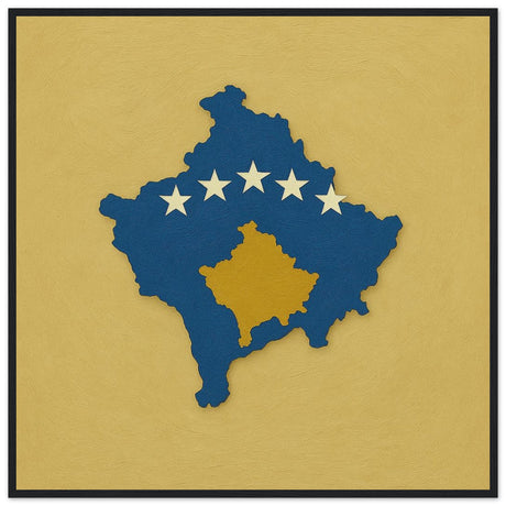 Cadre drapeau kosovo encadré en bois - pixelforma