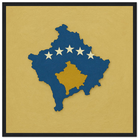 Cadre drapeau kosovo encadré en bois - pixelforma