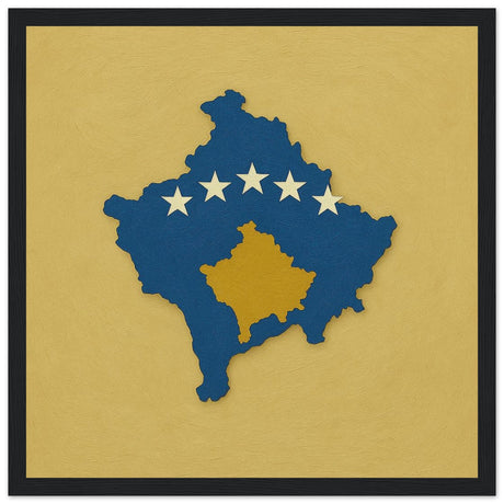 Cadre drapeau kosovo encadré en bois - pixelforma
