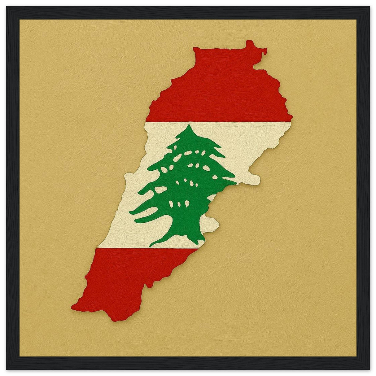 Cadre drapeau liban encadré en bois - pixelforma