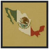 Cadre drapeau mexique en bois finition décorative