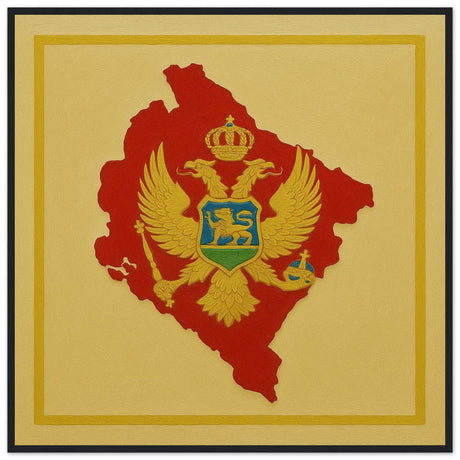 Cadre drapeau monténégro encadré en bois - pixelforma