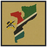Cadre drapeau mozambique en bois finition décorative
