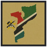Cadre drapeau mozambique en bois finition décorative