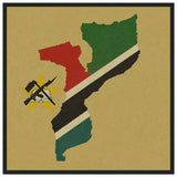 Cadre drapeau mozambique en bois finition décorative
