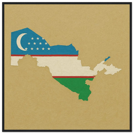 Cadre drapeau ouzbékistan en bois affiche encadrée décorative