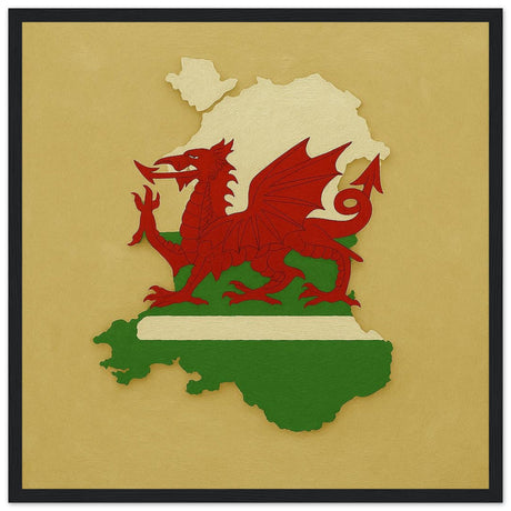 Cadre drapeau pays de galles encadré en bois - pixelforma