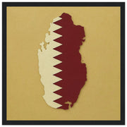 Cadre drapeau qatar affiche encadrée bois décoratif