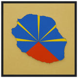 Cadre drapeau réunion encadré en bois - pixelforma