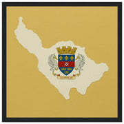 Cadre drapeau saint-barthélemy bois finition décorative
