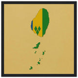 Cadre drapeau saint-vincent-et-les-grenadines en bois élégant