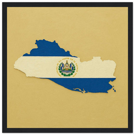 Cadre drapeau salvador encadré en bois - pixelforma