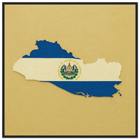 Cadre drapeau salvador encadré en bois - pixelforma