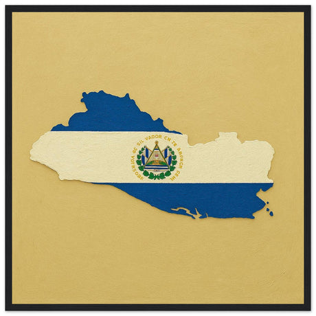 Cadre drapeau salvador encadré en bois - pixelforma