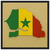 Cadre drapeau sénégal bois finition élégante décoratif