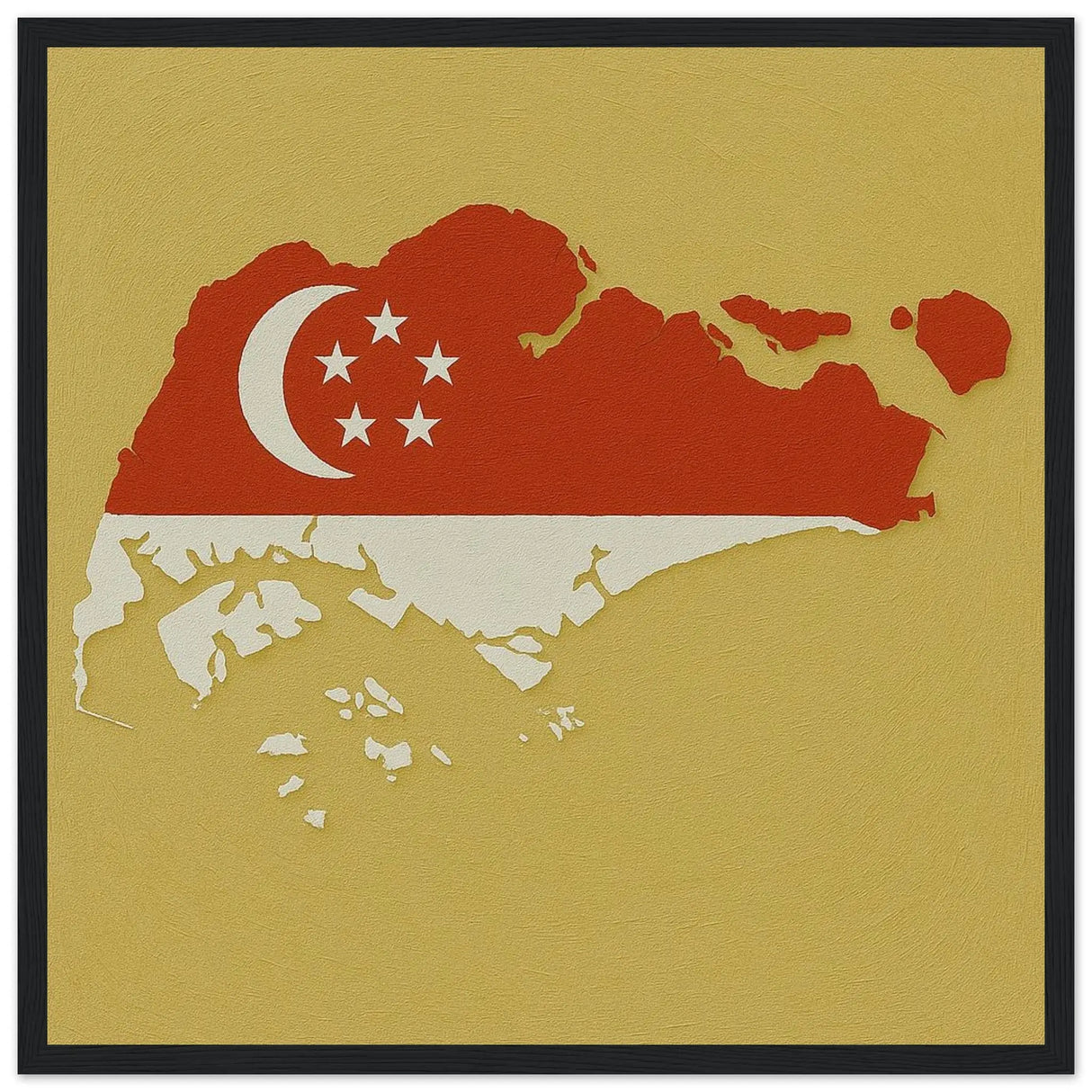 Cadre drapeau singapour bois élégant affiche encadrée