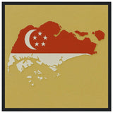 Cadre drapeau singapour bois élégant affiche encadrée
