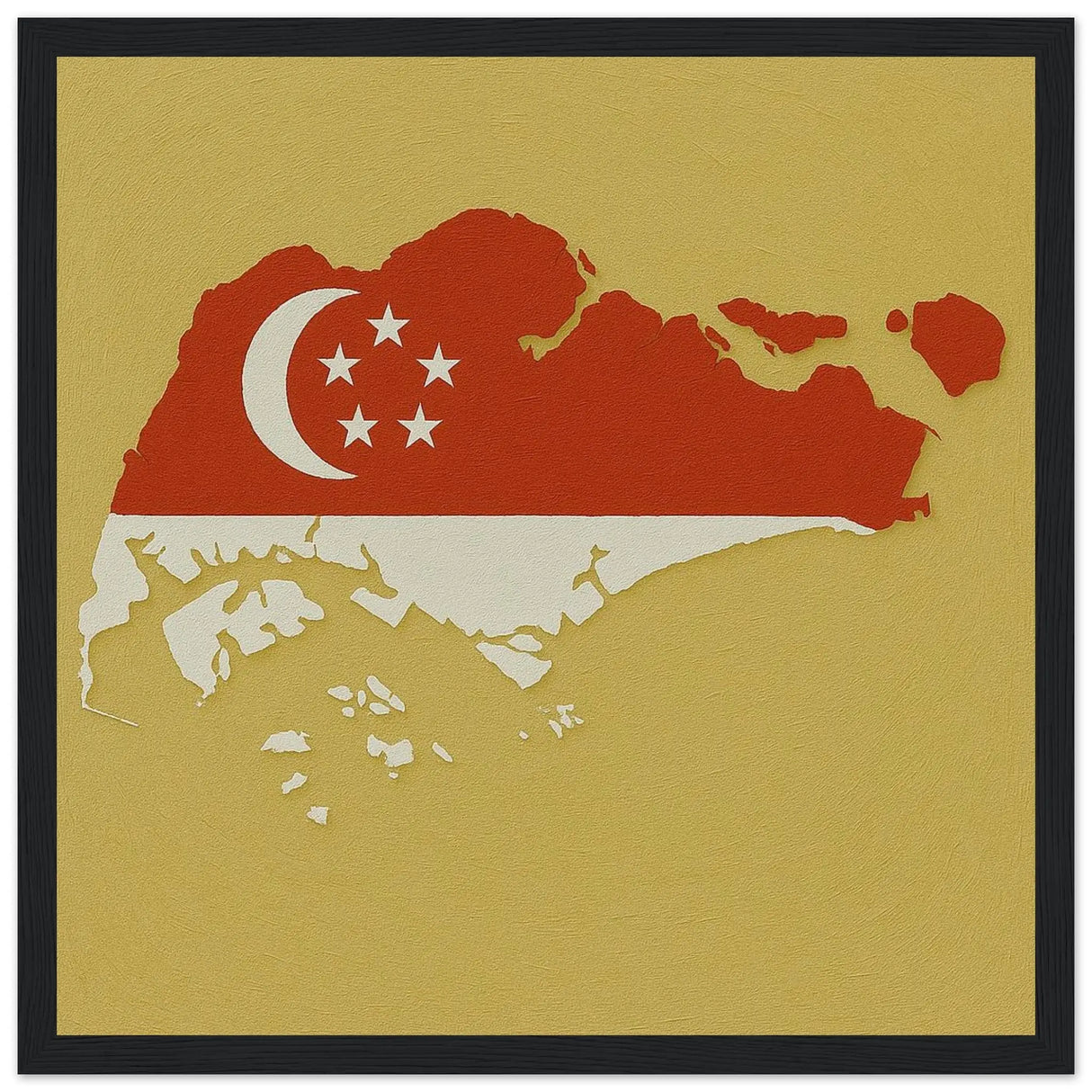Cadre drapeau singapour bois élégant affiche encadrée