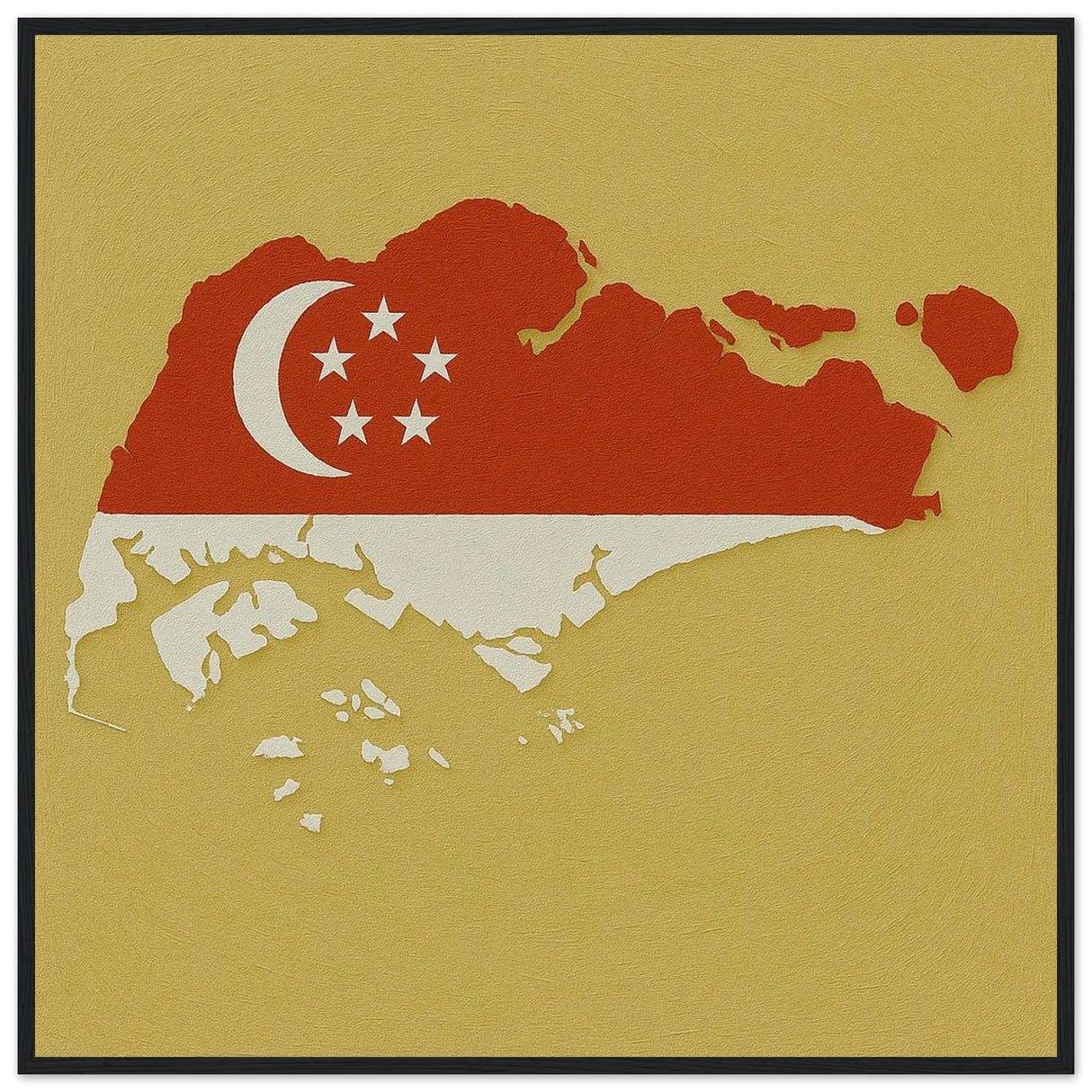 Cadre drapeau singapour bois élégant affiche encadrée