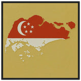 Cadre drapeau singapour bois élégant affiche encadrée