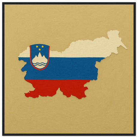 Cadre drapeau slovénie encadré en bois - pixelforma