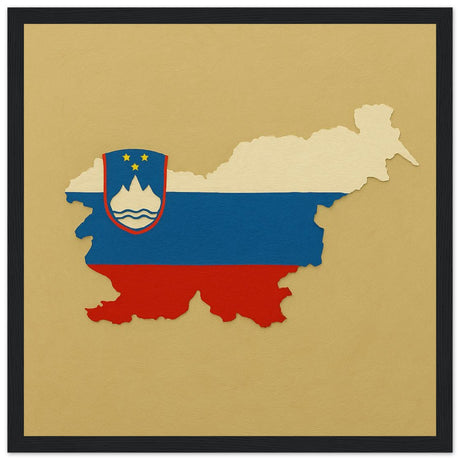Cadre drapeau slovénie encadré en bois - pixelforma