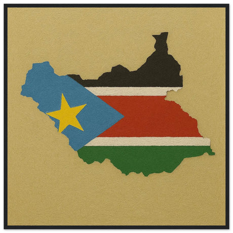 Cadre drapeau soudan du sud bois affiche encadrée déco