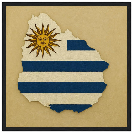 Cadre drapeau uruguay affiche encadrée bois décoratif