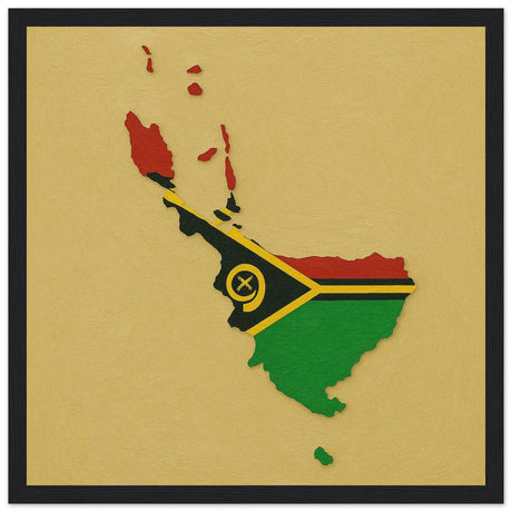 Cadre drapeau vanuatu encadré en bois - pixelforma