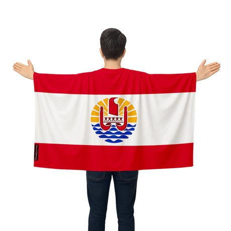 Cape drapeau polynésie française polyester léger à enfiler