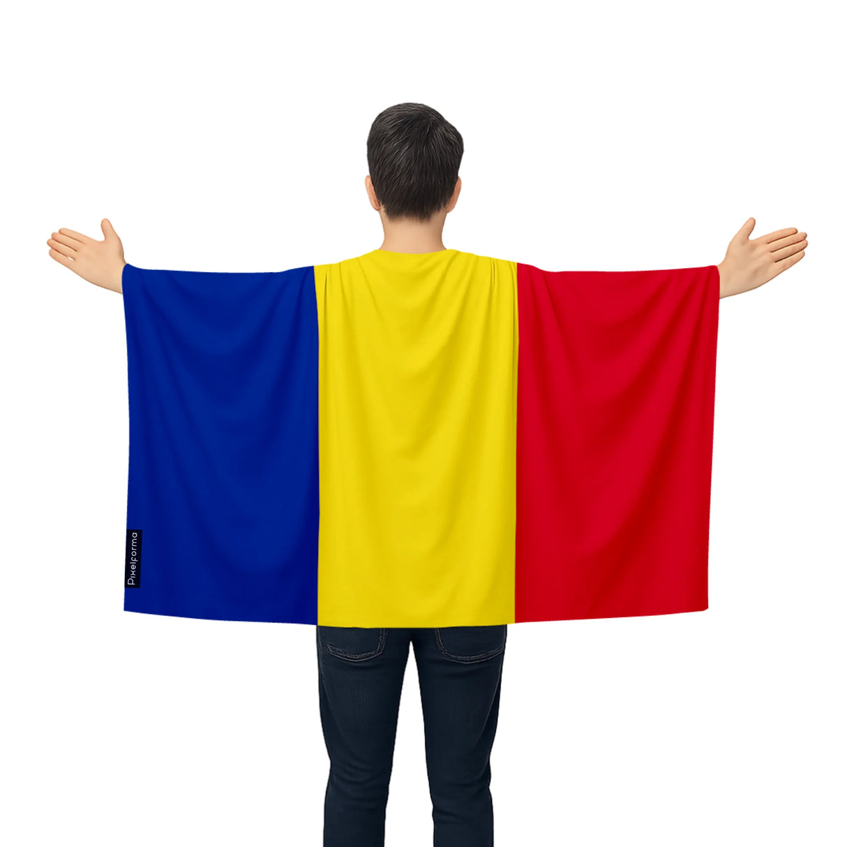 Cape drapeau roumanie polyester léger pour événements sportifs