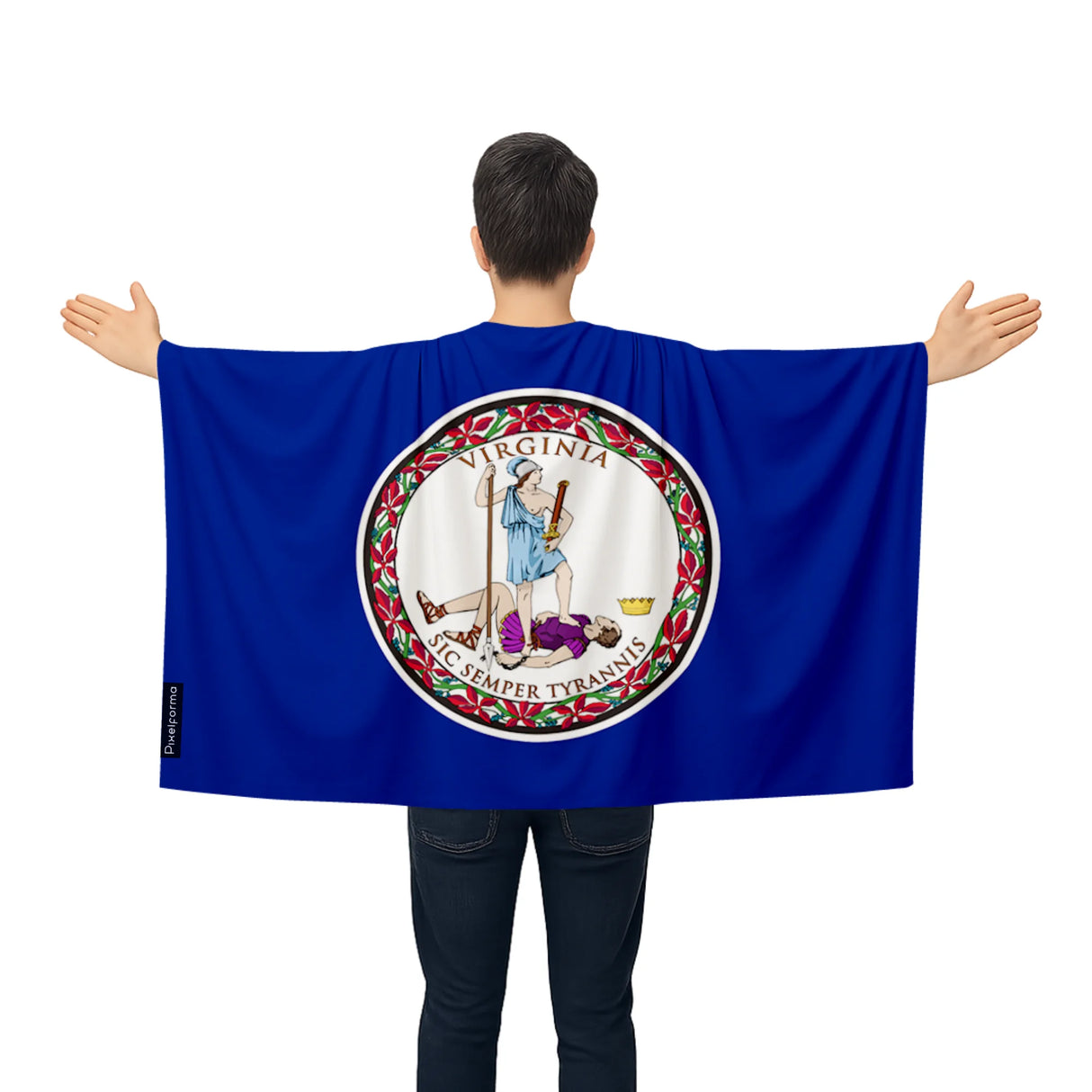 Cape drapeau virginie polyester léger pour événements sportifs