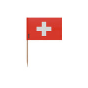 Cure-dents drapeau suisse plastique adhésif bâton bambou