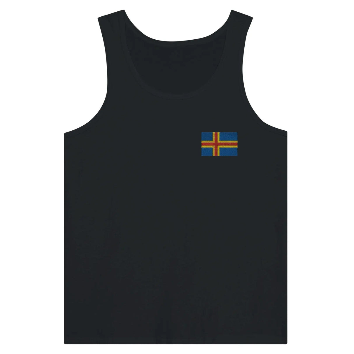 Débardeur drapeau d’åland brodé en tissu doux filé à l’anneau