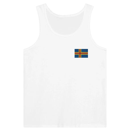 Débardeur drapeau d’åland brodé en tissu doux filé à l’anneau