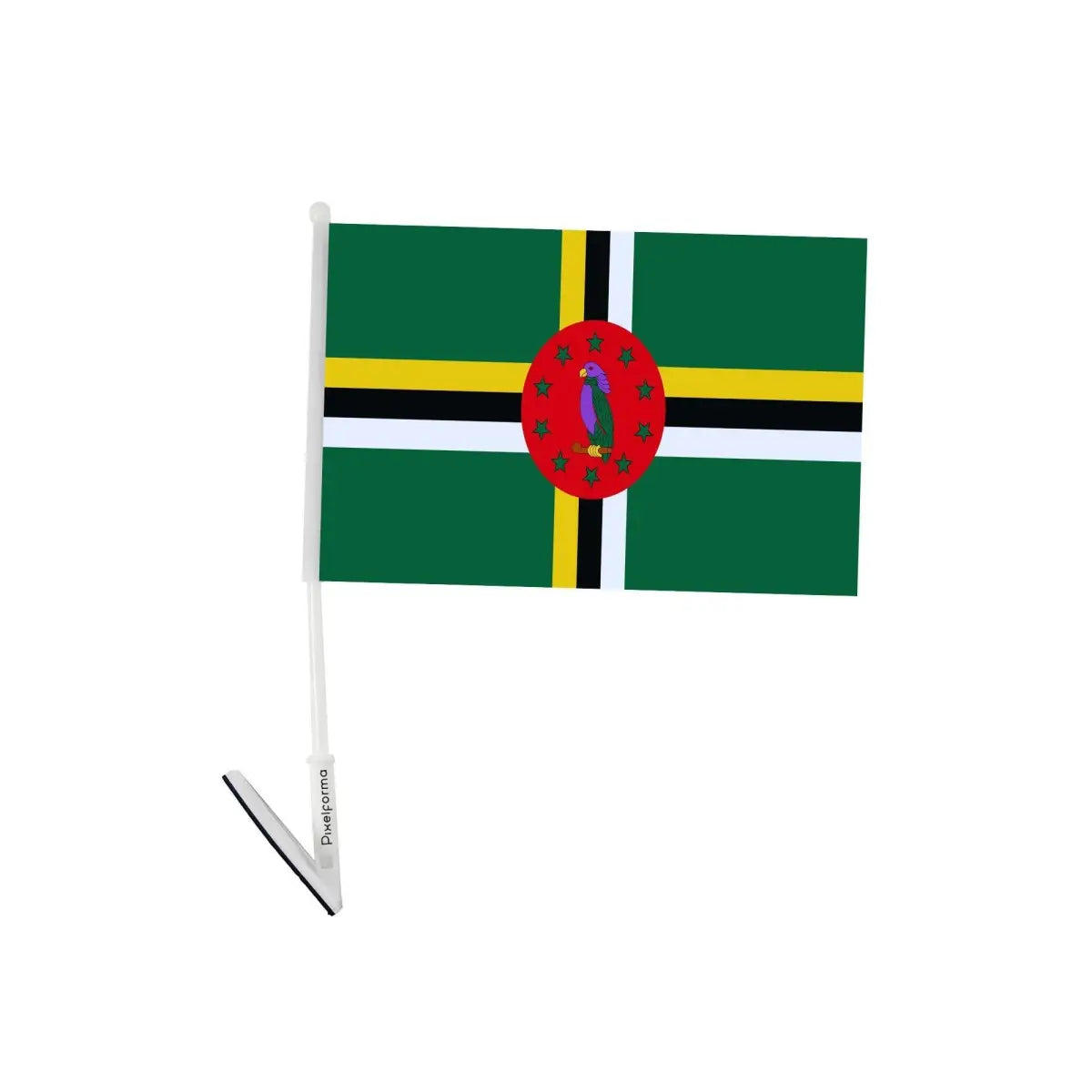 Drapeau adhésif dominique en polyester - pixelforma