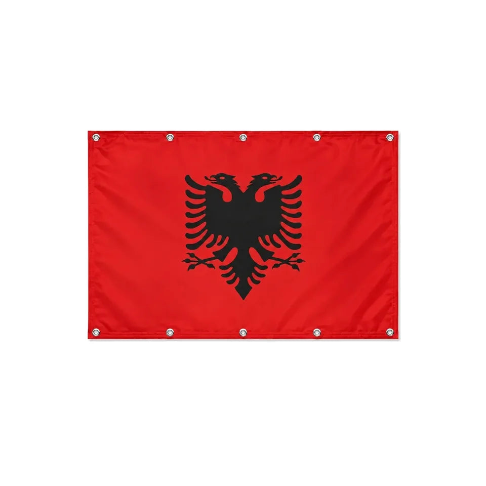 Drapeau de l'Albanie format S en polyester avec dix œillets