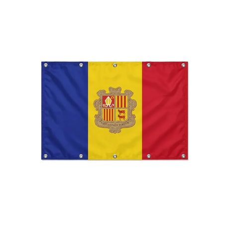 Drapeau d'Andorre format S en polyester avec dix œillets