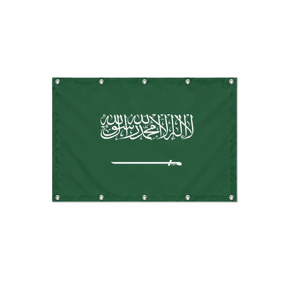 Drapeau de l'Arabie saoudite format S en polyester avec dix œillets