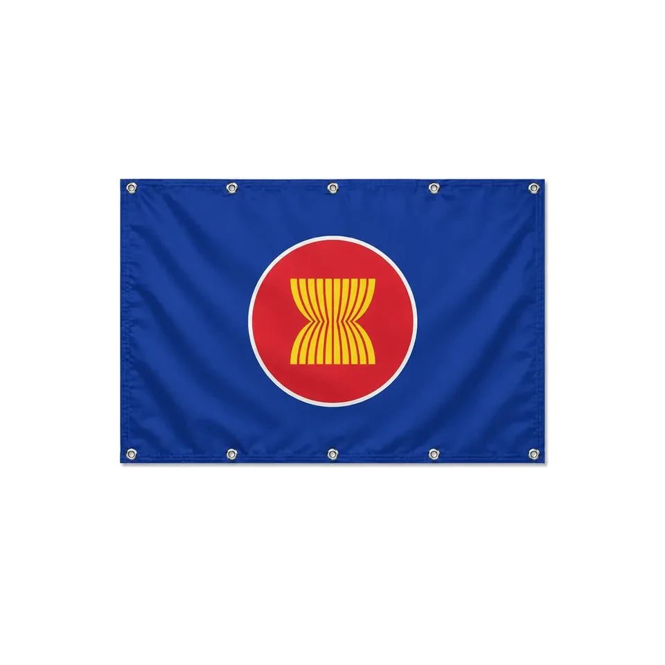 Drapeau de l'Association des nations de l'Asie du Sud-Est format S en polyester avec dix œillets