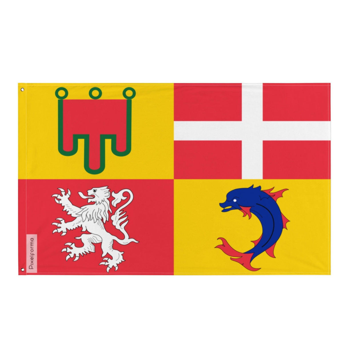 Drapeau Auvergne-Rhône-Alpes en plusieurs tailles 100 % polyester Imprimer avec Double ourlet - Pixelforma 