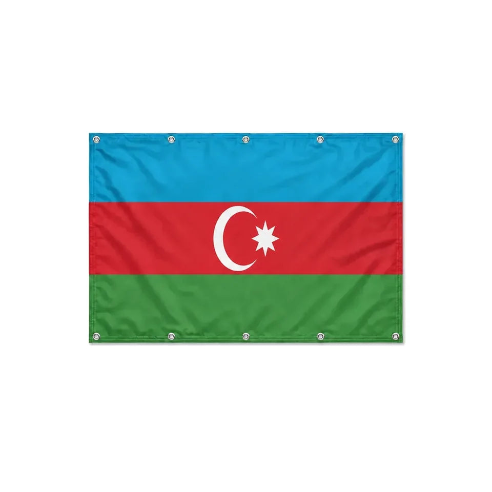 Drapeau de l'Azerbaïdjan format S en polyester avec dix œillets