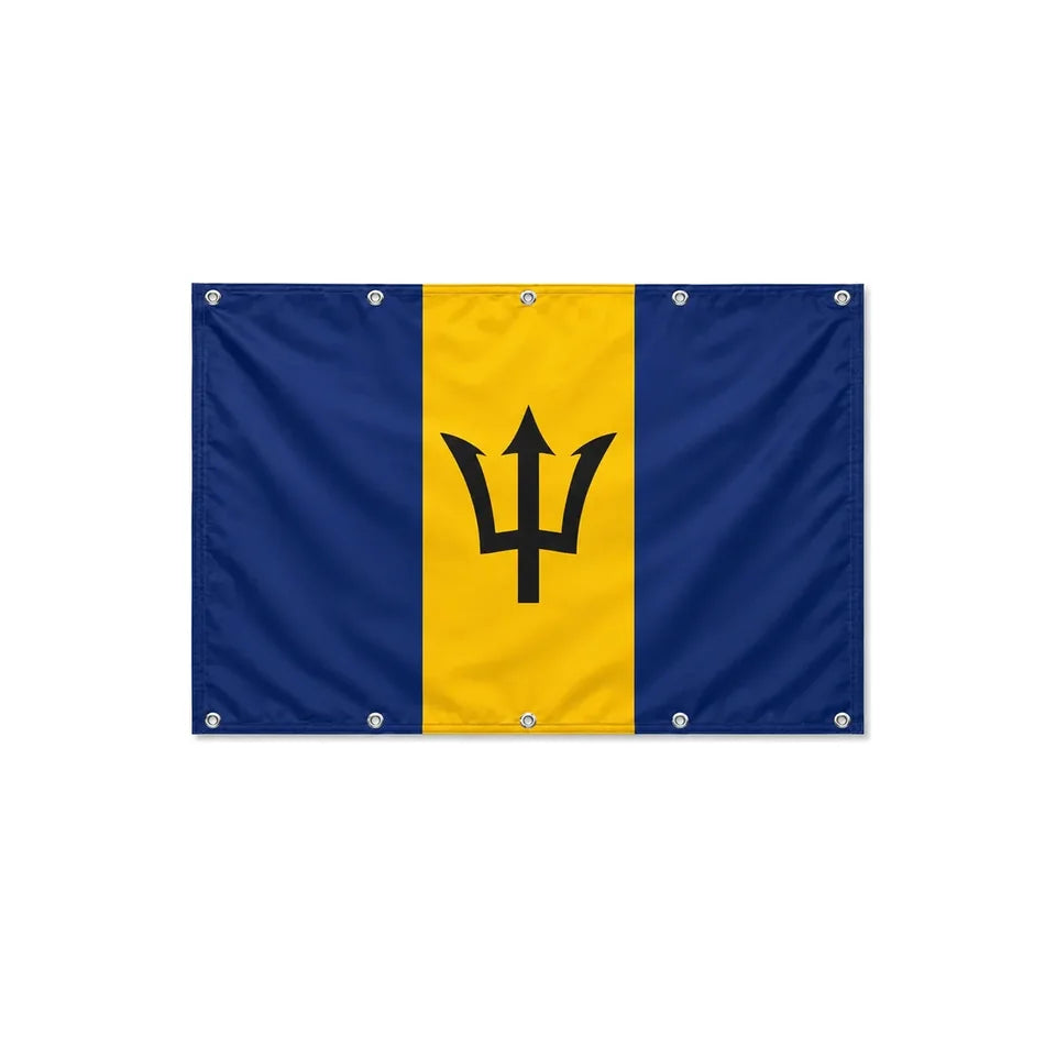 Drapeau de la Barbade format S en polyester avec dix œillets