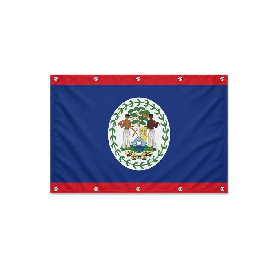 Drapeau du Belize format S en polyester avec dix œillets