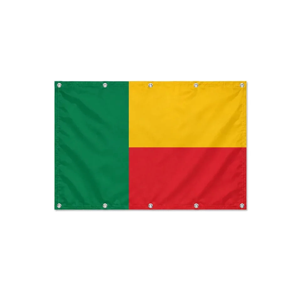 Drapeau du Bénin format S en polyester avec dix œillets