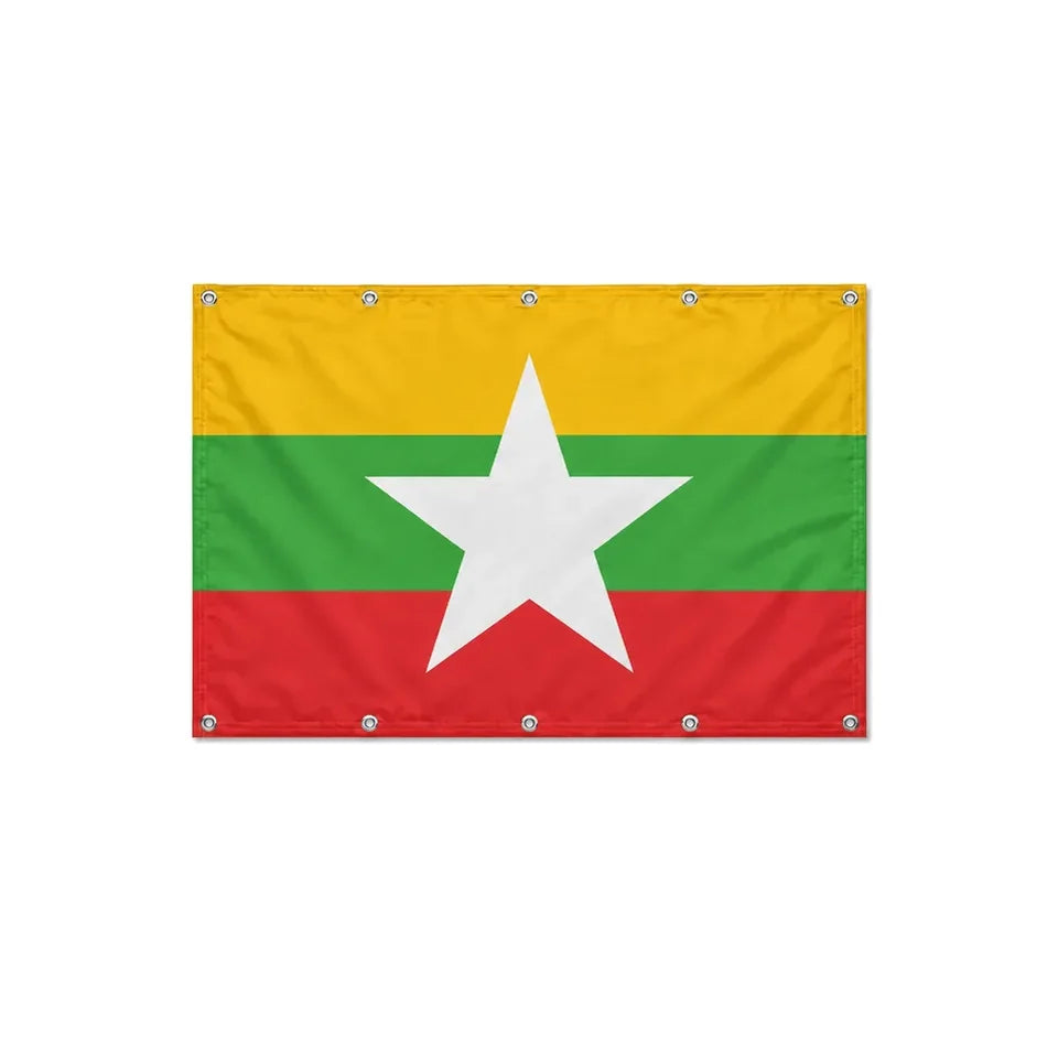 Drapeau de la Birmanie format S en polyester avec dix œillets